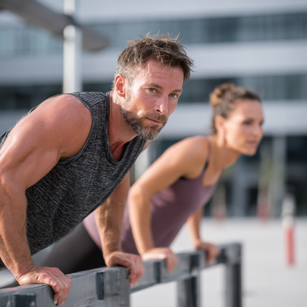 Boldog magyar család - szülők és kamasz gyerekeik - közösen bicikliznek egy budapesti parkban, aktív életmódot mutatva be